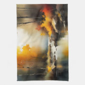 穏鮮やかやかな秋の川の絵を描風景 キッチンタオル (縦)