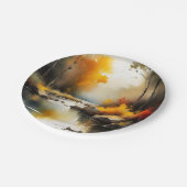 穏鮮やかやかな秋の川の絵を描風景 ペーパープレート (アングル)