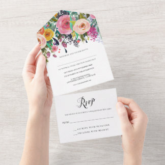 穴あきの取り外し可能なRSVP ウェディングオールインワン招待状 オールインワン招待状