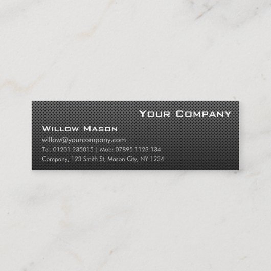 穴あきブラックメタル、スリムプロファイル名刺 スキニー名刺 (正面)