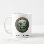 穴お洒落穴の中の金魚 コーヒーマグカップ (左)