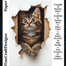 穴から覗き込みTabby Cat CN5スクラップブック紙