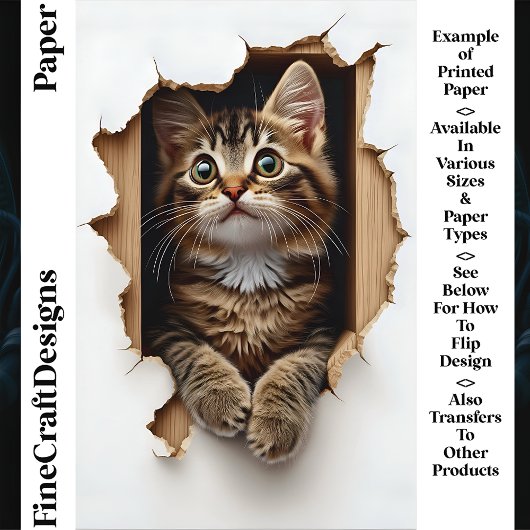 穴から覗き込みTabby Cat CN5スクラップブック紙