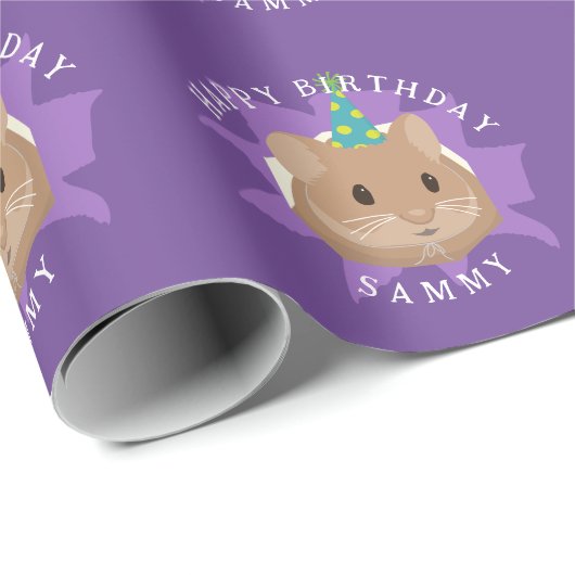 穴から顔を出すかわいい誕生日ハムスター ラッピングペーパー (ロールコーナー)