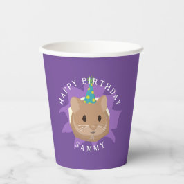 穴から顔を出すかわいい誕生日ハムスター 紙コップ