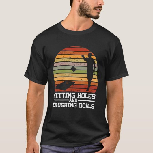 穴と粉砕ゴール豆バッグコーンホール Tシャツ (正面)