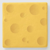 穴のあいた石灰岩コースターを持つ黄色のスイス産チーズ ストーンコースター (正面)
