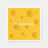 穴のある黄色のスイスチーズスライスカスタムおもしろい スタンダードカクテルナプキン (正面)