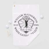 穴の一クラシックつのパーソナライズされた白黒 ゴルフタオル (インサイチュ)