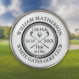 穴の一クラシックつのパーソナライズされた白黒 ゴルフボールマーカー