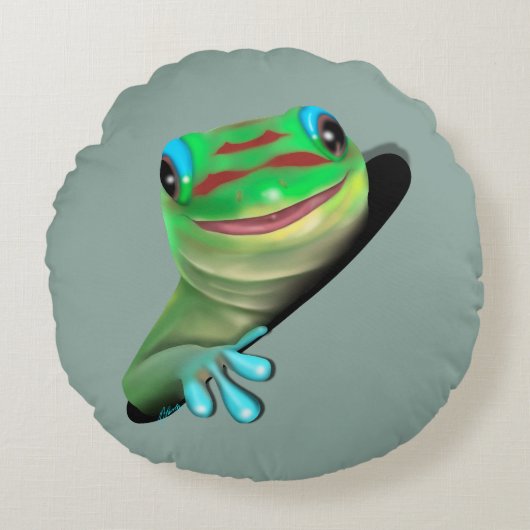 穴の中のゲッコ ラウンドクッション (正面)