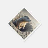 穴の中の奇妙なグラウンドホッグ スタンダードカクテルナプキン (角)