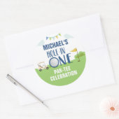 穴の最初の誕生日のシールの青 ラウンドシール (封筒)