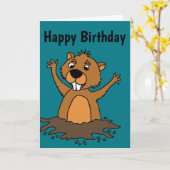 穴の漫画のおもしろいなGroundhog カード (黄色い花)