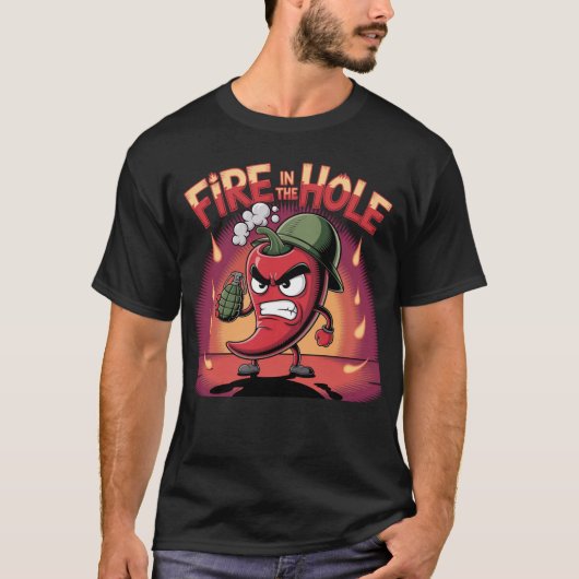 穴の火スパイシー唐辛子ペッパーおもしろい Tシャツ (正面)