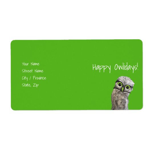 穴を掘るフクロウ ラベル (正面)