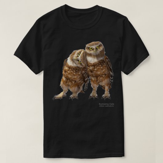 穴を掘るフクロウ Tシャツ (デザイン正面)