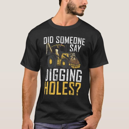 穴を掘る建築労働者と建築 Tシャツ (正面)