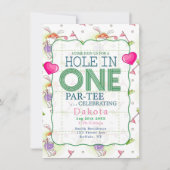 穴インOne Par-Tee誕生祝い7 招待状 (正面)