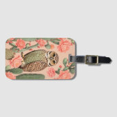 穴エレガント掘りフクロウ ラゲッジタグ (正面横)