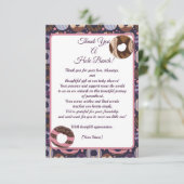 穴バンチドーナツパープルベビーガールシャワー サンキューカード (スタンド正面)