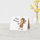 穴居人のメッセージカード カード (黄色い花)