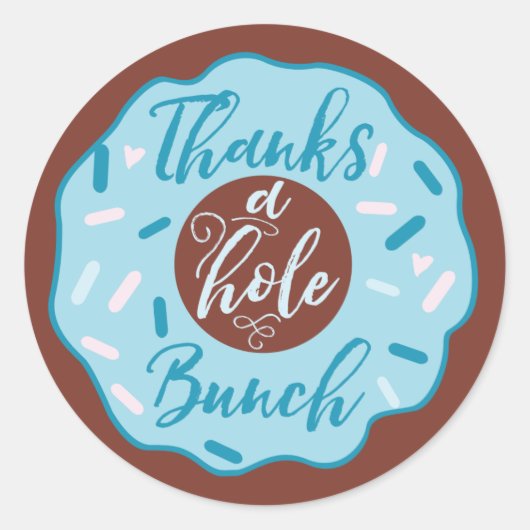 穴感謝してい付き青いドーナツ ラウンドシール (正面)