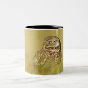 穴掘りフクロウ閉じ込めプロファイル2トーンのコーヒーマグ ツートーンマグカップ