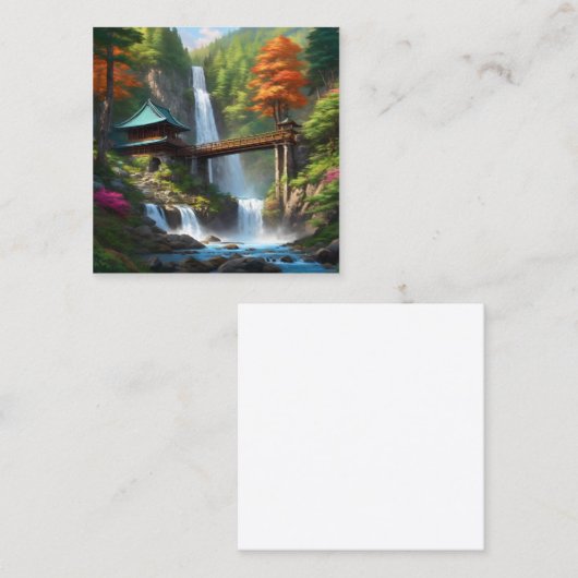 穴絵を描の真ん中にある滝 スクエア名刺 (正面/裏面)