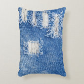 穴、デニムジーンズ、リップしたテクスチャ アクセントクッション (正面(垂直))