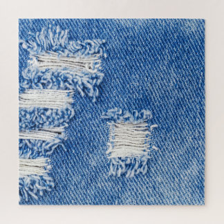 穴、デニムジーンズ、リップしたテクスチャ ジグソーパズル