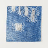 穴、デニムジーンズ、リップしたテクスチャ タペストリー (正面(横))