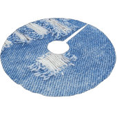 穴、デニムジーンズ、リップしたテクスチャ ブラッシュドポリエステルツリースカート (アングル)