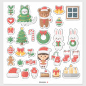 究極のカワイイクリスマス楽しみ！メガステッカー シール (シート)