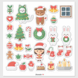 究極のカワイイクリスマス楽しみ！メガステッカー シール