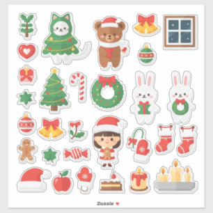 究極のカワイイクリスマス楽しみ!メガステッカー シール