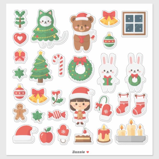 究極のカワイイクリスマス楽しみ!メガステッカー シール (シート)