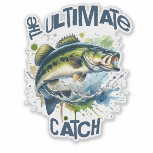 究極のキャッチ魚釣り恋人ステッカー シール (正面)