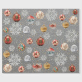 究極のクリスマスツリー球根スチールグレー ラッピングペーパー (フラット)