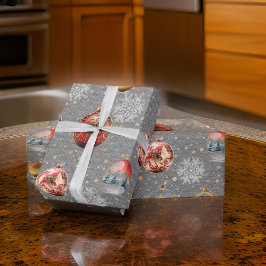 究極のクリスマスツリー球根スチールグレー ラッピングペーパー