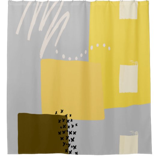 究極のグレーと照明イエローカラーNo3 シャワーカーテン (正面)