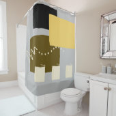 究極のグレーと照明イエロー色No1 シャワーカーテン (インサイチュ)
