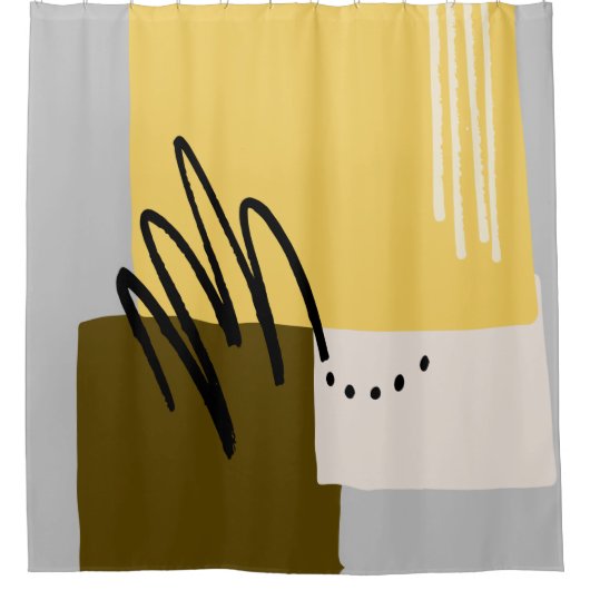 究極のグレーと照明イエロー色No2 シャワーカーテン (正面)