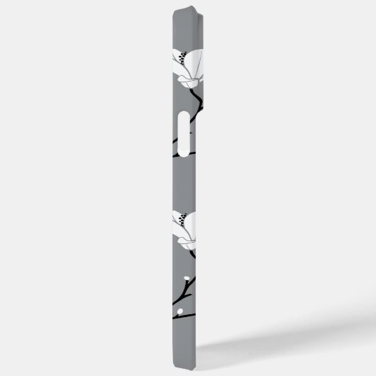 究極のグレーモノグラムのマグノリア花ケースマット Case-Mate iPhoneケース (裏面 / 右)