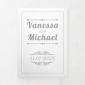 究極のグレーヴィンテージタイポグラフィ結婚ズ 三つ折り招待状 (カバー)