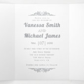 究極のグレーヴィンテージタイポグラフィ結婚ズ 三つ折り招待状 (内部中)