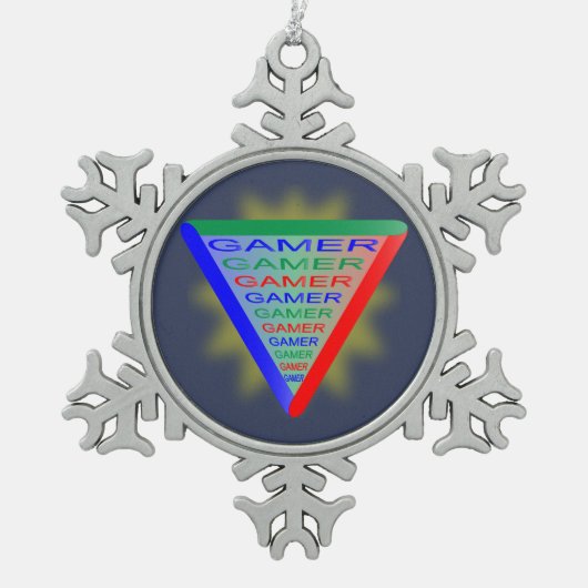 究極のゲーマー3ゲーミングシステムカラーRGB スノーフレークピューターオーナメント (正面)