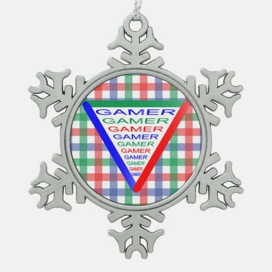 究極のゲーマー3ゲーミングシステムカラーRGB スノーフレークピューターオーナメント (正面)