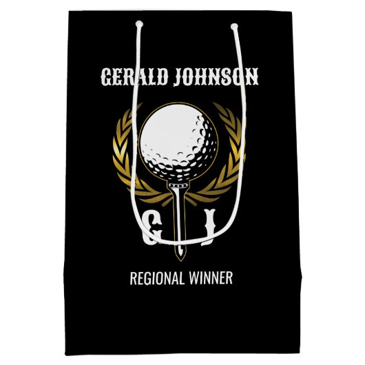 究極のゴルフ モノグラム デザイン ミディアムペーパーバッグ (裏面)