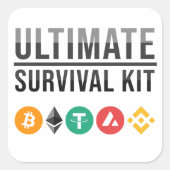 究極のサバイバルおもしろいキットBitcoin & Crypto スクエアシール (正面)